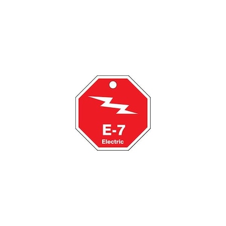 Accuform Energy Source ID Tag, E-7 ELECTRIC, 2.5in x 2.5in, Adhesive Dura-Poly, 5PK TDK307XVM